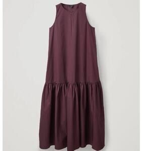 COS Gathered A-line Sleeveless Dress In Plum